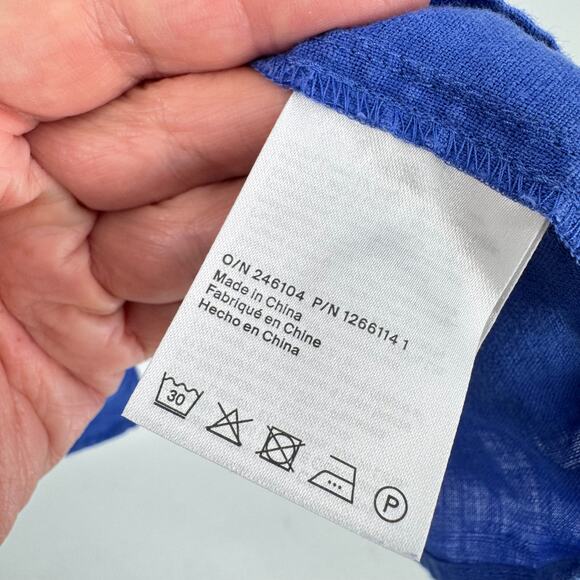 COS Linen Button Down Shirt Relaxed Fit Blue Collared Lightweight Size 10 - Picture 4 of 7